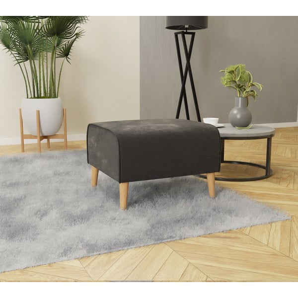 Tmavosivá zamatová podnožka Carole – Ropez-image-2