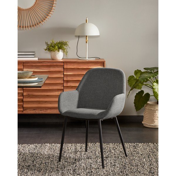 Antracitové čalúnené jedálenské kreslo Konna – Kave Home-image-1