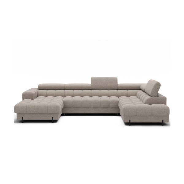 Béžová rozkladacia rohová pohovka z textílie buklé (pravý roh/do tvaru "U") Feraria – ELTAP