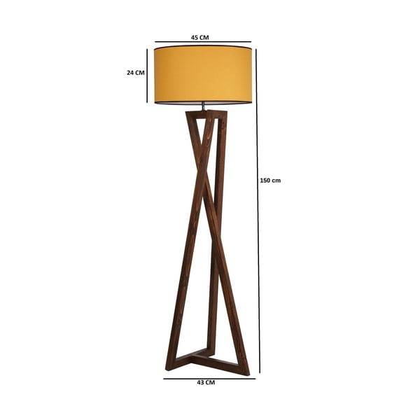 Stojacia lampa v horčicovej a hnedej farbe s textilným tienidlom (výška 149 cm) Maçka – Opviq lights-image-3