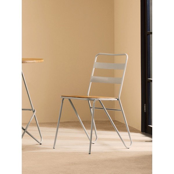 Sivá/v prírodnej farbe jedálenská stolička z brestového dreva District – Premier Housewares-image-1