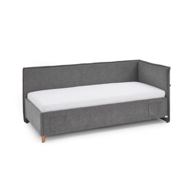 Sivá čalúnená rohová detská posteľ bez roštu 90x200 cm Fun – Meise Möbel