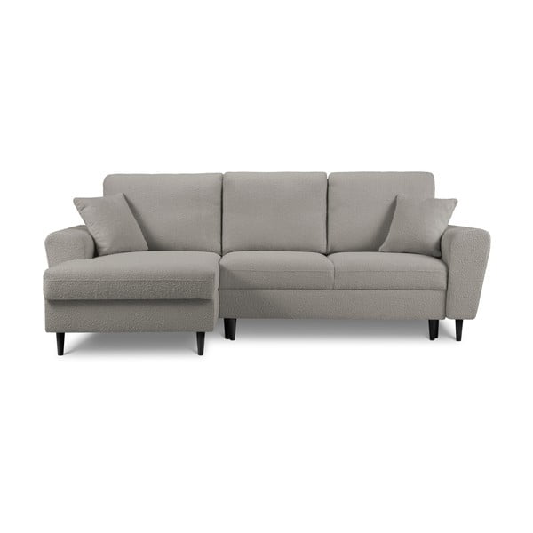 Svetlosivá rozkladacia/s úložným priestorom rohová pohovka z textílie buklé (ľavý roh/s leňoškou) Kyoto – Cosmopolitan Design