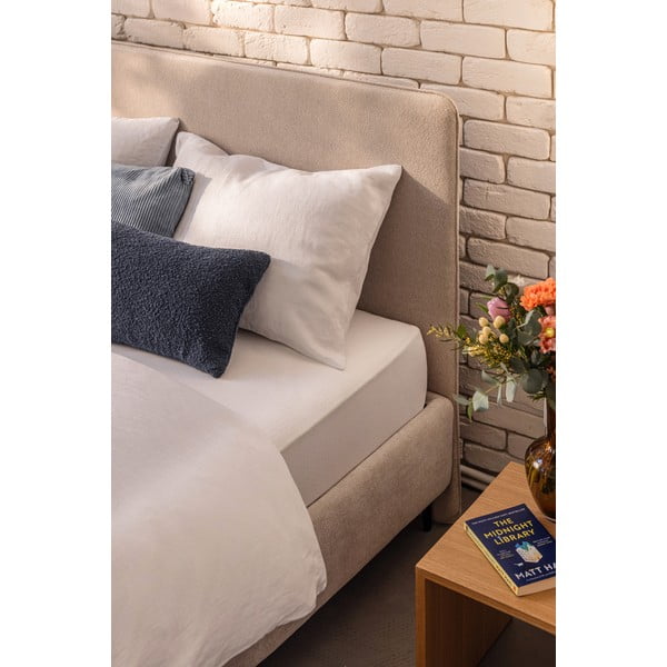 Béžová čalúnená dvojlôžková posteľ s roštom 180x200 cm Noira Slim – Bonami Selection-image-3