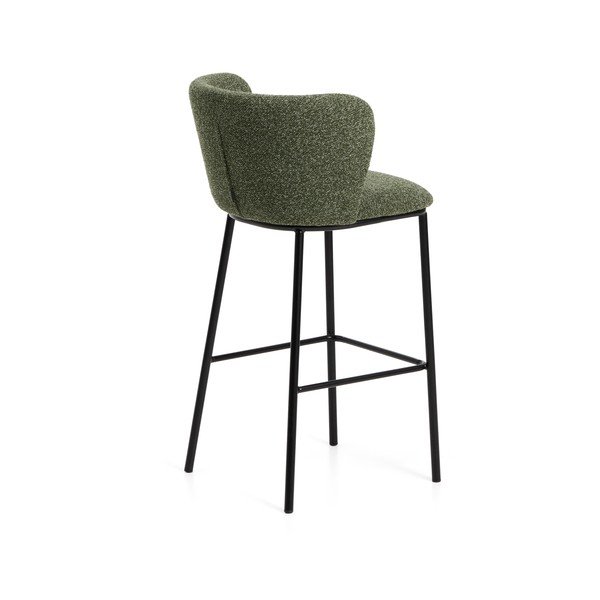 Tmavozelená čalúnená barová stolička (výška sedadla 75 cm) Ciselia – Kave Home-image-4