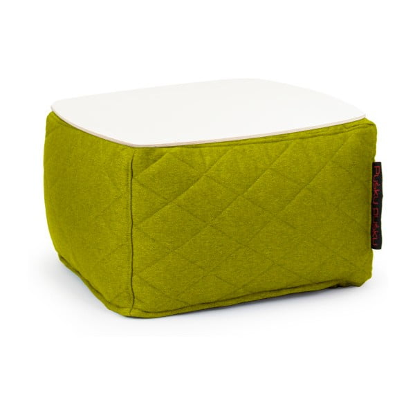 Zelený prešívaný sedací puf s odnímateľnou doskou Pusku pusku Soft