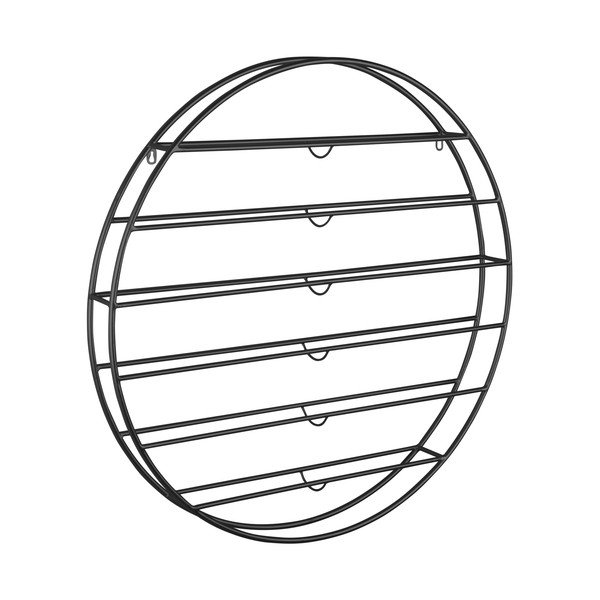 Čierny nástenný kovový regál na víno počet fliaš 12 80x80x9 cm Redondo – PT LIVING-image-3