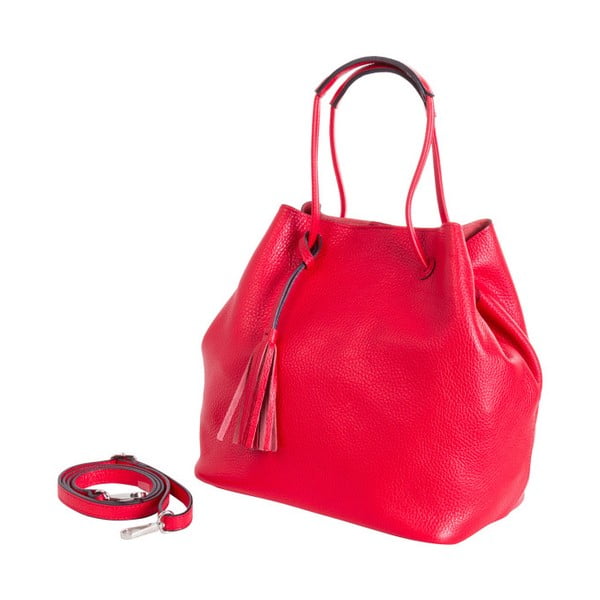 Červená kabelka z pravej kože Andrea Cardone Red Jenny