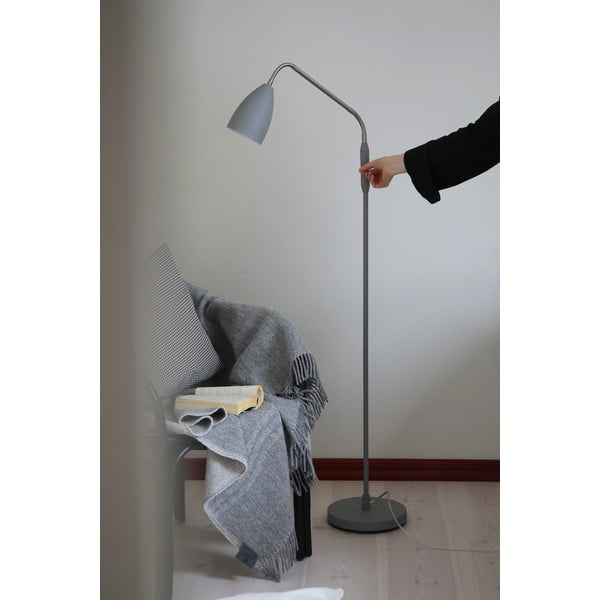 Sivá LED stmievateľná stojacia lampa s kovovým tienidlom (výška 140 cm) Patro – Markslöjd-image-1