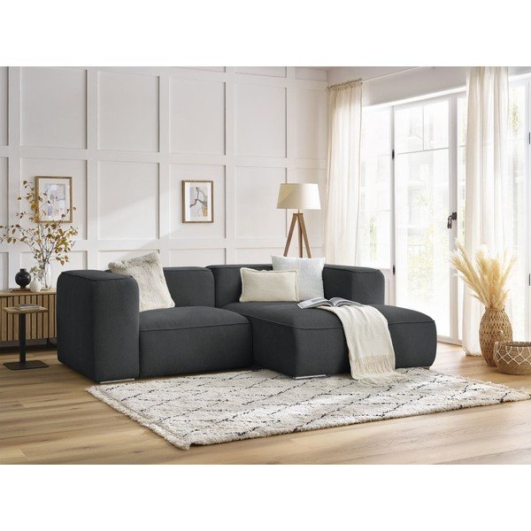 Tmavosivá rohová pohovka z textílie buklé (pravý roh) Zephyr – Bobochic Paris-image-1
