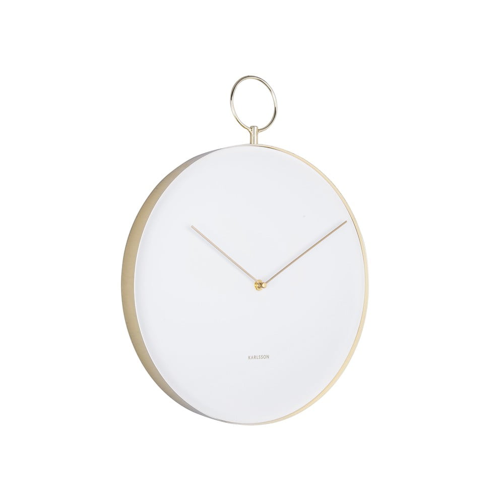 Biele kovové nástenné hodiny Karlsson Hook, ø 34 cm