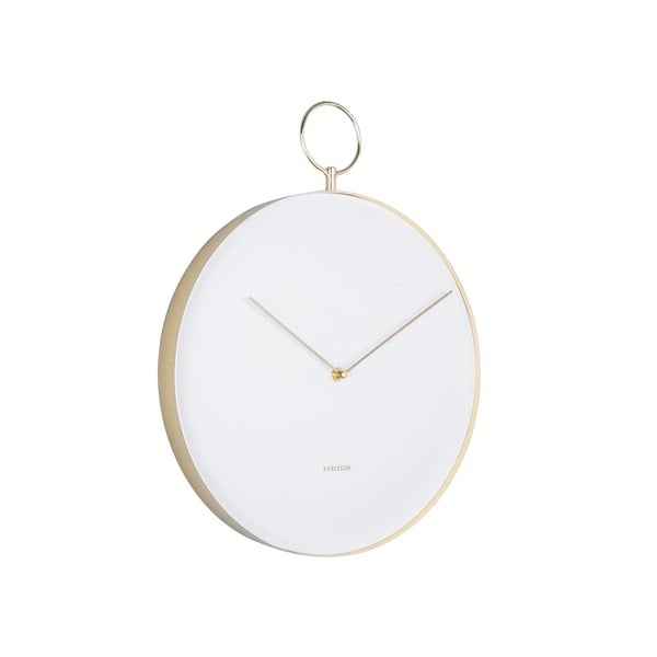 Biele kovové nástenné hodiny Karlsson Hook, ø 34 cm