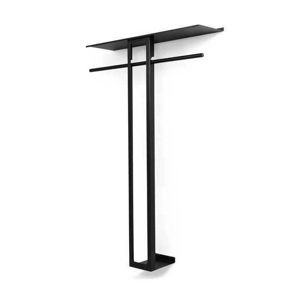 Čierny oceľový nástenný vešiak s poličkou 100 cm Luno Large – Spinder Design