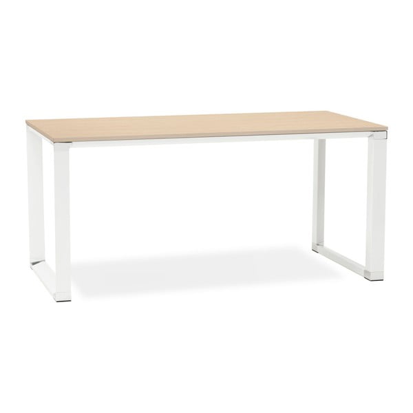 Biely pracovný stôl s prírodnou drevenou doskou Kokoon Warmer