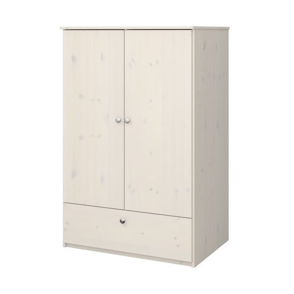 Biela detská šatníková skriňa z borovicového dreva 80x123 cm Memphis - Tvilum-image-1