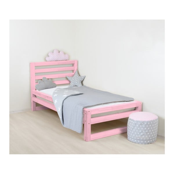 Detská ružová drevená jednolôžková posteľ Benlemi DeLu×e, 160 × 70 cm