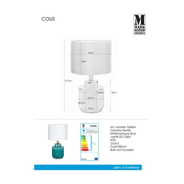 Modro-biela stolová lampa Markslöjd Cous-image-4
