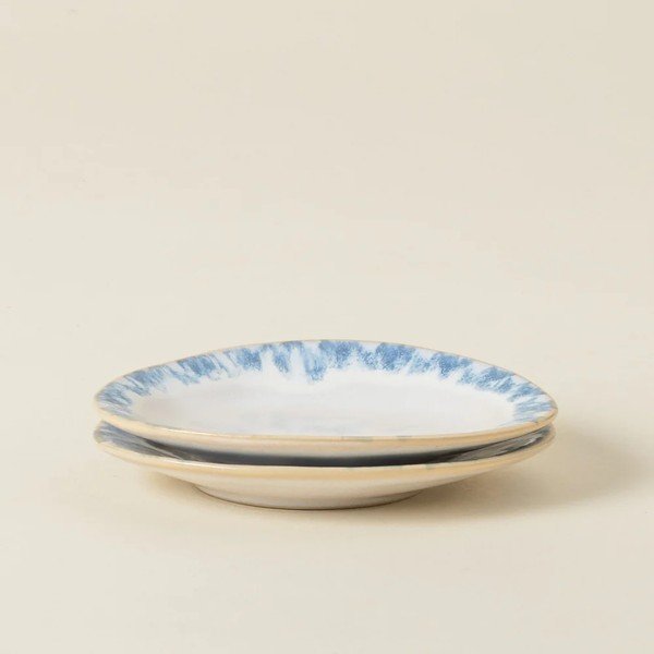 Biely/modrý dezertný kameninový tanier Brisa – Costa Nova-image-2