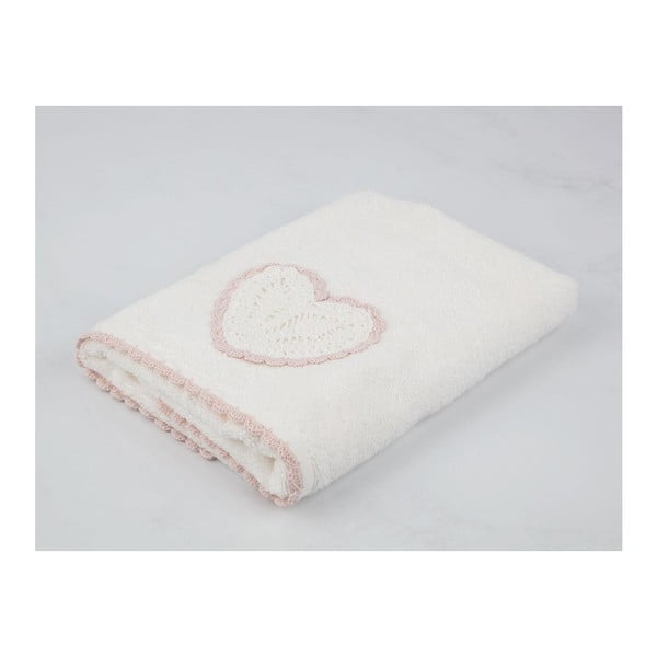 Krémovobiely bavlnený uterák k umývadlu Madame Coco Heart, 50 × 76 cm