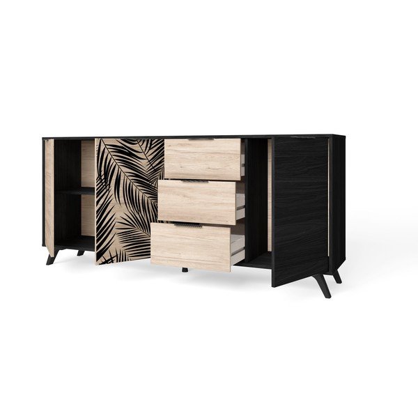 Čierna nízka komoda v dekore duba 181x81 cm Palmera - Marckeric-image-3