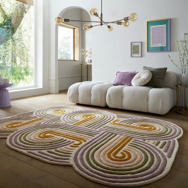 Zelený ručne tkaný vlnený koberec 140x200 cm Spiral Shaped  – Flair Rugs-image-1