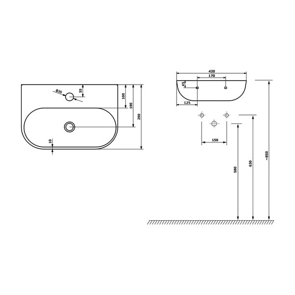 Čierne keramické umývadlo 42x29 cm Nerissa – Sapho-image-2