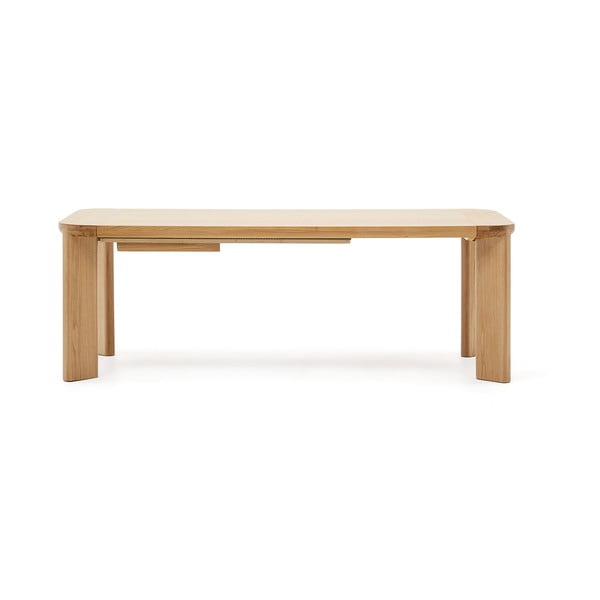 Rozkladací jedálenský stôl s doskou v dubovom dekore v prírodnej farbe 100x200 cm Jondal – Kave Home-image-4