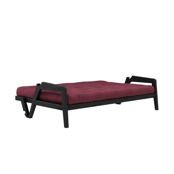 Čierna variabilní rozkladacia pohovka s futónom ve vínovočervenej farbe Karup Design Grab Black/Bordeaux-image-4