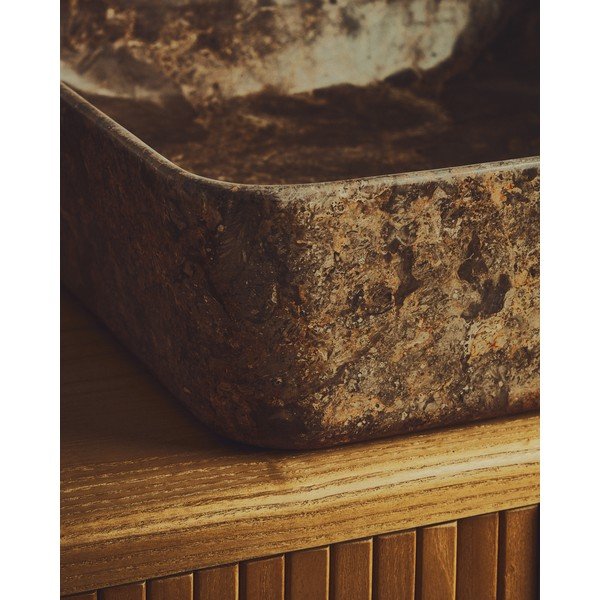 Sivé kamenné umývadlo 40x40 cm Darnen – Kave Home-image-2