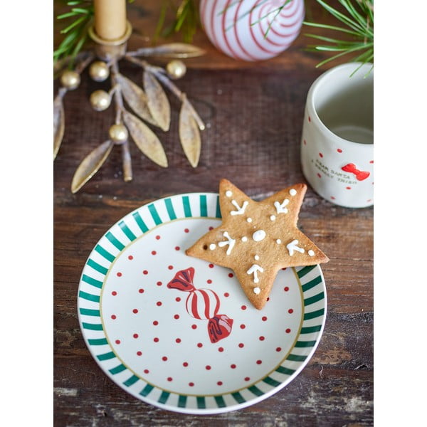 Biely dezertný tanier s vianočným motívom z kameniny ø 16 cm Yule – Bloomingville-image-1