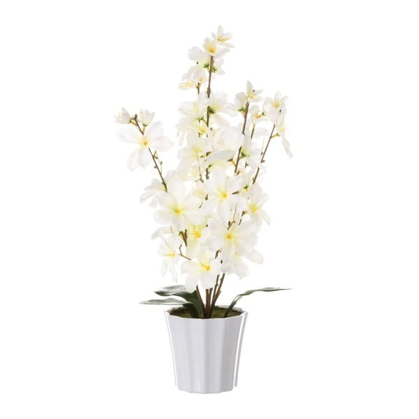 Biely kvetináč s umelou kvetinou Unimasa Telosma