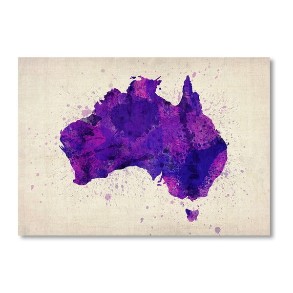 Plagát s fialovou mapou Austrálie Americanflat Watercolour, 60  ×   42 cm