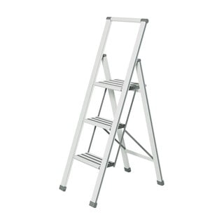 Biele skladacie schodíky Wenko Ladder Alu, 127 cm