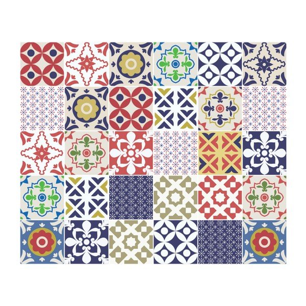Sada 30 nástenných samolepiek Ambiance Wall Stickers Cement Tiles Azulejos Vinito, 15 × 15 cm-image-2