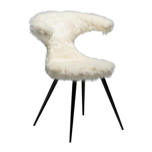 Biela stolička so sedákom z imitácie ovčej kožušiny DAN-FORM Denmark Flair