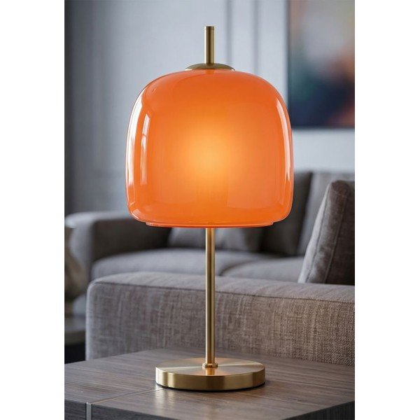 Oranžová/v zlatej farbe kovová stolová lampa so skleneným tienidlom (výška  53 cm) Oldy – Mauro Ferretti-image-1