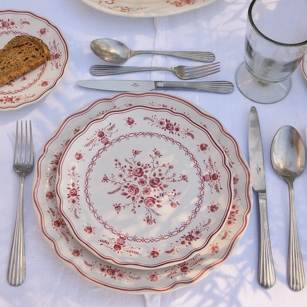 Červený/biely dezertný kameninový tanier ø 21 cm Vila – Costa Nova-image-4