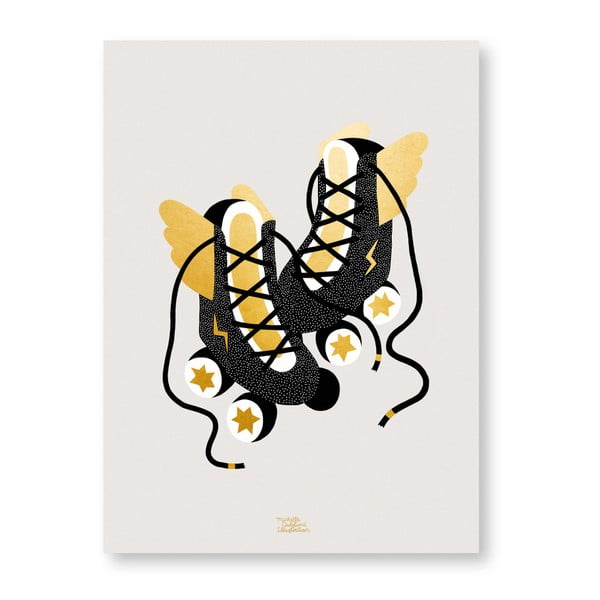 Plagát Michelle Carlslund Gold Roller Skates, 30 x 40 cm
