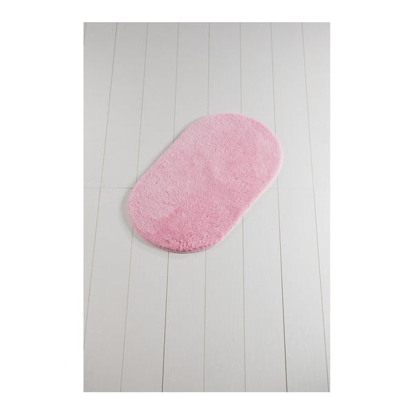 Ružová kúpeľňová predložka Lenso Ovalo, 100 × 60 cm