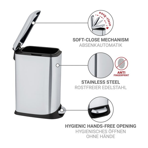 Pedálový odpadkový kôš z nehrdzavejúcej ocele v striebornej farbe 20 l Design – Wenko-image-4