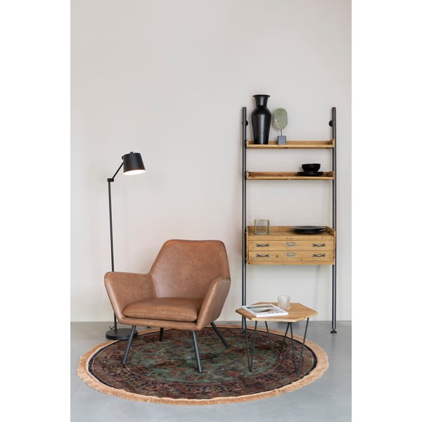 Čierna stojacia lampa s kovovým tienidlom (výška 135 cm) Hajo – White Label-image-3