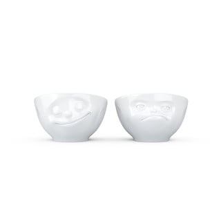 Sada 2 bielych porcelánových misiek na vajíčka 58products Happy & Hmpff