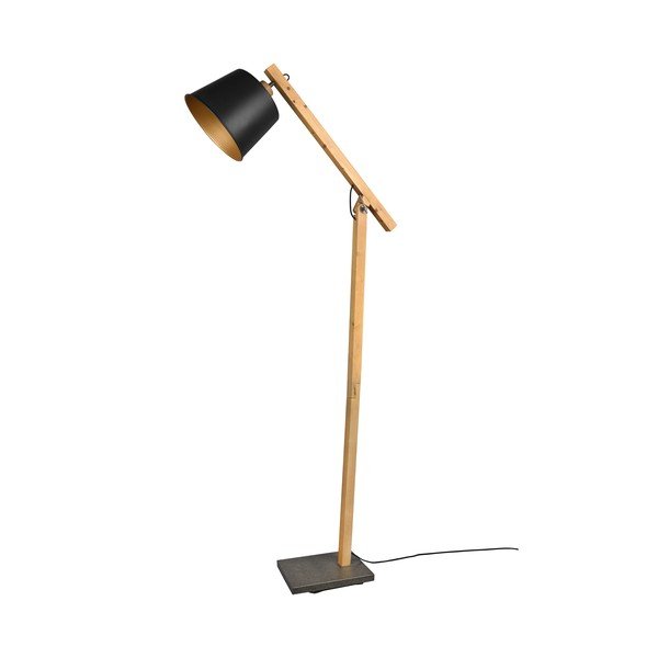 Stojacia lampa v čierno-prírodnej farbe s kovovým tienidlom (výška 156 cm) Harris – Trio-image-3