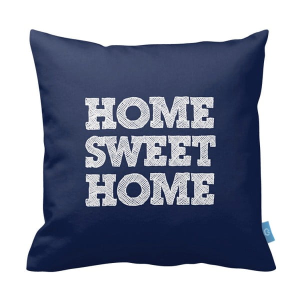 Modrá obliečka na  na vankúš Home Sweet Home, 43x43 cm