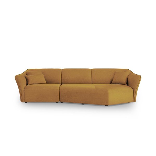 Rohová pohovka z textílie buklé v horčicovej farbe Tokyo – Cosmopolitan Design