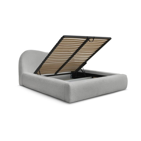 Svetlosivá čalúnená dvojlôžková posteľ s úložným priestorom s roštom 180x200 cm Orlane – Bobochic Paris-image-3