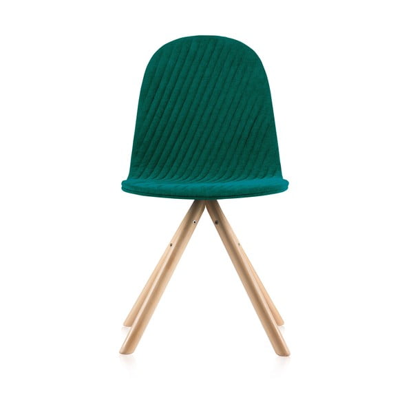 Tyrkysová stolička s prírodnými nohami IKER Mannequin Stripe