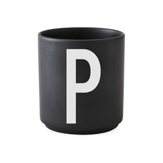 Čierny porcelánový hrnček Design Letters Alphabet P, 250 ml