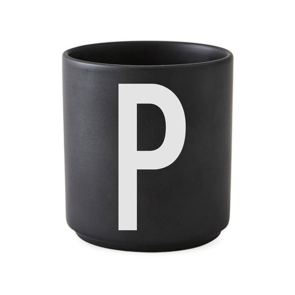 Čierny porcelánový hrnček Design Letters Alphabet P, 250 ml