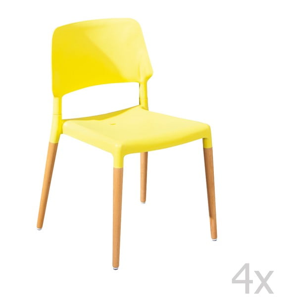 Sada 4 jedálenských stoličiek Molde Yellow